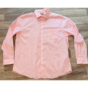 Michael Kors Men's XL 17 17.5 34/35 Regular Fit Stretch Dress Shirt Light Pink